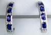 2.32CT DIAMOND & AAA SAPPHIRE 14KT WHITE GOLD 3D OVAL UMBRELLA HANGING EARRINGS