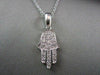 ESTATE .30CT DIAMOND 14KT WHITE GOLD 3D HAMSA LUCKY HAND PENDANT & CHAIN #21684