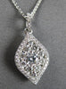 .58CT DIAMOND 18KT WHITE GOLD 3D ROUND INVISIBLE TEAR DROP LEAF FLOATING PENDANT