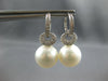 ESTATE LARGE .57CT DIAMOND & TAHITIAN PEARL 18KT WHITE GOLD LOVE KNOT HANGING EARRINGS