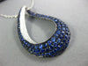 LARGE 1.40CT DIAMOND & AAA SAPPHIRE 18KT WHITE GOLD TEAR DROP LOVE KNOT PENDANT