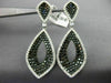 LARGE 6.70CT WHITE & BLACK DIAMOND 14KT WHITE GOLD 3D DROP LEAF HANGING EARRINGS