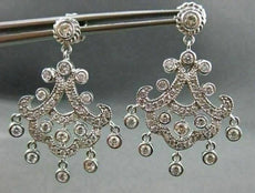 ANTIQUE 2.58CT DIAMOND 14KT WHITE GOLD HANGING FILIGREE CHANDELIER EARING #559