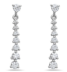 ESTATE .49CT DIAMOND 18KT WHITE GOLD 3D CLASSIC JOURNEY HANGING EARRINGS