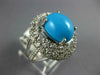 ESTATE LARGE 9.86CT DIAMOND & AAA TURQUOISE 14KT WHITE GOLD OVAL FUN RING #1997