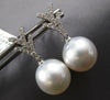 LARGE .26CT DIAMOND & AAA SOUTH SEA PEARL 18KT WHITE GOLD V SHAPE FUN EARRINGS