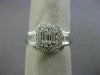 ESTATE 1.04CT ROUND & BAGUETTE DIAMOND 18KT WHITE GOLD CLUSTER SQUARE HALO RING