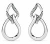 ESTATE .12CT DIAMOND 18KT WHITE GOLD 3D CLASSIC TEAR DROP HANGING LOVE EARRINGS