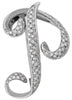 ESTATE LARGE .77CT DIAMOND 18KT WHITE GOLD 3D HANDCRAFTED P INITIAL BROOCH PIN