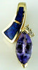 1.51CT DIAMOND & AAA TANZANITE & AAA OPAL 14KT YELLOW GOLD 3D FLOATING PENDANT