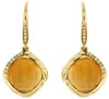 13.74CT DIAMOND & AAA CITRINE 14K YELLOW GOLD 3D CUSHION SQUARE HANGING EARRINGS