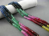 LONG 40CT MULTI COLOR SAPPHIRE RUBY & EMERALD MULTI STRAND OMBRE NECKLACE #27654