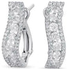 .88CT DIAMOND 14KT WHITE GOLD 3D 3 ROW SWIRL WAVE CLIP ON BAR HANGING EARRINGS