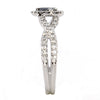 .74CT WHITE & BLACK DIAMOND 18KT WHITE GOLD PEAR SHAPE & ROUND ENGAGEMENT RING