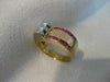 ANTIQUE .47CTW DIAMOND RUBY 14K W YELLOW GOLD WIDE BAND RING 8MM F/G VVS #18769