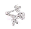 LARGE 2.02CT DIAMOND 18K WHITE GOLD MULTI SHAPE DOUBLE FLOWER TEAR DROP FUN RING