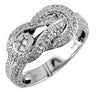 ESTATE .90CT DIAMOND 14KT WHITE GOLD 3D CLASSIC FLOWER LOVE KNOT FUN RING