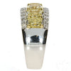 LARGE 3.34CT WHITE & FANCY YELLOW DIAMOND 18KT 2 TONE GOLD 3D ANNIVERSARY RING