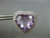 LARGE 25.55CT DIAMOND & AAA AMETHYST 14K WHITE GOLD HEART SHAPE CLIP ON EARRINGS