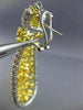 LARGE WHITE & INTENSE FANCY YELLOW DIAMOND 18K TWO TONE GOLD 3D HANGING EARRINGS