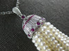 1.48CT DIAMOND & AAA RUBY & SOUTH SEA PEARL 18KT WHITE GOLD CHANDELIER NECKLACE