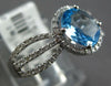 1.38CT DIAMOND & AAA BLUE TOPAZ 14KT WHITE GOLD OVAL & ROUND MULTI ROW FUN RING