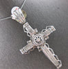 EXTRA LARGE 3.25CT DIAMOND 14KT WHITE GOLD 3D PRINCESS HANDCRAFTED CROSS PENDANT