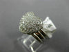 ESTATE WIDE .65CT DIAMOND 14KT WHITE GOLD 3D PAVE HEART PROMISE LOVE RING #671