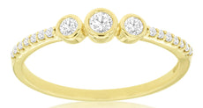 .22CT DIAMOND 14KT YELLOW GOLD ROUND 3 STONE BEZEL PAST PRESENT FUTURE LOVE RING