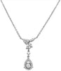 ESTATE .40CT DIAMOND 14KT WHITE GOLD ROUND PEAR SHAPE TEAR DROP LARIAT NECKLACE