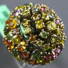 ESTATE EXTRA LARGE 7.0CT AAA MULTI COLOR SAPPHIRE 18K YELLOW GOLD 3D FLOWER RING