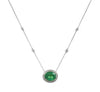 5.64CT DIAMOND & AAA EMERALD 18KT 2 TONE GOLD 3D OVAL & ROUND SOLITAIRE NECKLACE