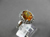 ESTATE LARGE 2.48CT DIAMOND & AAA EXTRA FACET CITRINE 14KT WHITE GOLD HALO RING