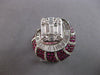 EXTRA LARGE 5.39CT DIAMOND & AAA RUBY 18K WHITE GOLD SEMI CRESCENT COCKTAIL RING
