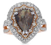 LARGE 3.81CT WHITE & ICE DIAMOND 18KT WHITE & ROSE GOLD 3D TRILLION & ROUND RING