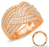 LARGE 1.16CT DIAMOND 14K ROSE GOLD MULTI ROW CRISS CROSS INFINITY LOVE KNOT RING