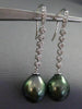 ESTATE LARGE .36CT DIAMOND 18KT WHITE GOLD AAA TAHITIAN PEARL ELONGATED EARRINGS
