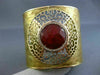 EXTRA LARGE 15.65CT DIAMOND & AAA RED AGATE 18K YELLOW GOLD CUFF BANGLE BRACELET