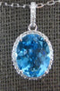 3.07CT DIAMOND & AAA BLUE TOPAZ 14KT WHITE GOLD 3D CLASSIC OVAL & ROUND PENDANT
