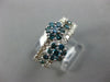 WIDE 1.62CT WHITE & BLUE DIAMOND 14KT WHITE GOLD CLASSIC DOUBLE FLOWER FUN RING
