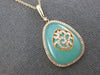 LARGE .50CT DIAMOND & AAA GREEN CHALCEDONY 14KT ROSE GOLD 3D TEAR DROP PENDANT