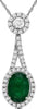 1.43CT DIAMOND AAA EMERALD 14KT WHITE GOLD OVAL HEART TEAR DROP FLOATING PENDANT