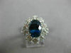 ESTATE LARGE 7.48CT DIAMOND & AAA SAPPHIRE 14KT WHITE GOLD OVAL ENGAGEMENT RING