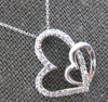 ESTATE .22CT DIAMOND 14KT WHITE GOLD 3D DOUBLE HEART LOVE KNOT FLOATING PENDANT