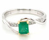 .74CT DIAMOND & EMERALD 18KT 2 TONE GOLD EMERALD CUT CRISS CROSS FRIENDSHIP RING