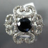 ESTATE 1.30CT DIAMOND & AAA SAPPHIRE 14KT WHITE GOLD 3D MULTI HEART LOVE RING