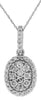 ESTATE .50CT DIAMOND 14KT WHITE GOLD 3D ROUND CLUSTER OVAL HALO FLOATING PENDANT