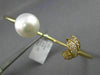 ESTATE LARGE .22CT DIAMOND & AAA SOUTH SEA PEARL 18K YELLOW GOLD BANGLE BRACELET