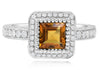 1.98CT DIAMOND & AAA CITRINE 18KT WHITE GOLD PRINCESS & ROUND OCTAGON LOVE RING