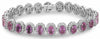 ESTATE 18.12CT DIAMOND & AAA PINK SAPPHIRE 18KT WHITE GOLD OVAL TENNIS BRACELET